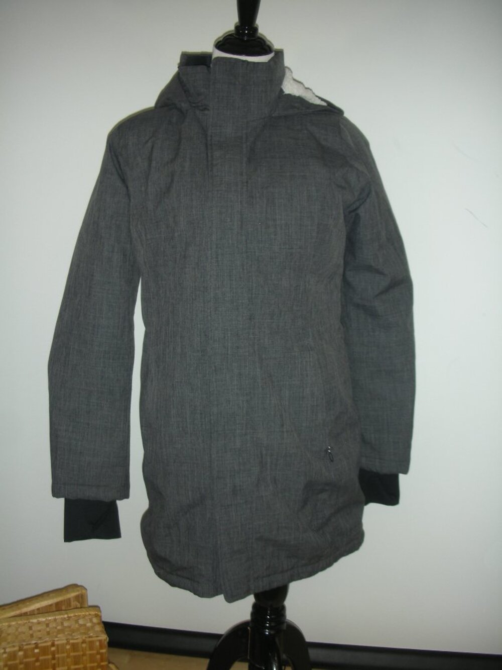 All in Motion Gray Sherpa Lined Insulated Parka Hooded Winter Coat S